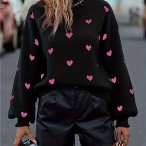 Heart Pattern Knitted Pullover Sweater❤️🥰